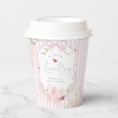 Love Bug Floral Pink Bow Baby Shower Pappbecher (Vorderseite)