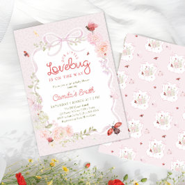 Love Bug Floral Preppy Girl Baby Shower Invitation Einladung