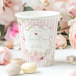 Love Bug Florale Pink Schleife Baby Shower Pappbecher
