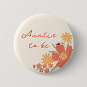 Love Bug Girl Retro Baby Shower Tante wird es Button (Vorderseite)