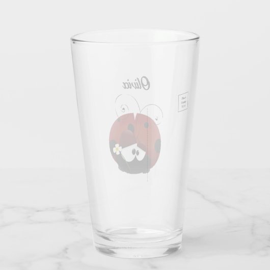 Love Bug Ladybug, Cute Cartoon Valentine’s Day Glas (Rückseite)