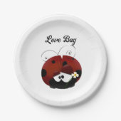 Love Bug Ladybug, Cute Cartoon Valentine’s Day Pappteller (Vorderseite)
