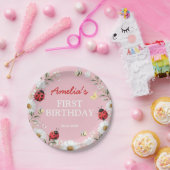 Love Bug Ladybug Daisy Floral Birthday Party Pappteller (Party)