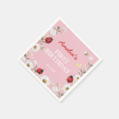 Love Bug Ladybug Daisy Floral Birthday Party Serviette (Ecke)
