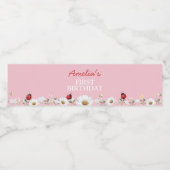 Love Bug Ladybug Daisy Floral Birthday Party Wasserflaschenetikett (Einzelnes Label)