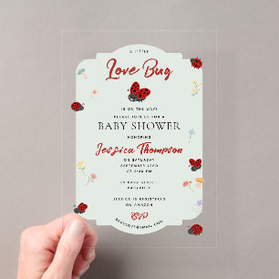Love Bug Ladybug Floraler Garten Mädchen Baby Show Acryleinladungen