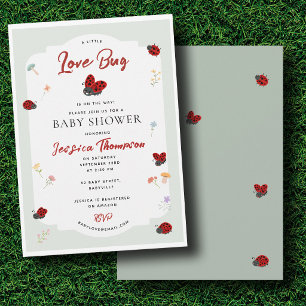 Love Bug Ladybug Floraler Garten Mädchen Baby Show Einladung