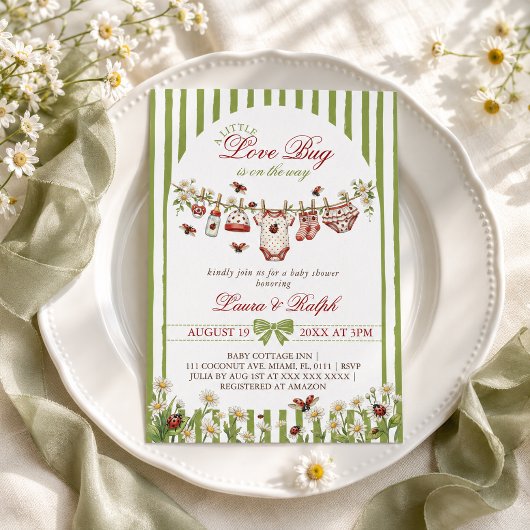 Love Bug Mädchen Baby Shower Einladung