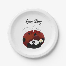 Love Bug Marienkäfer, Süßer Cartoon Valentinstag Pappteller