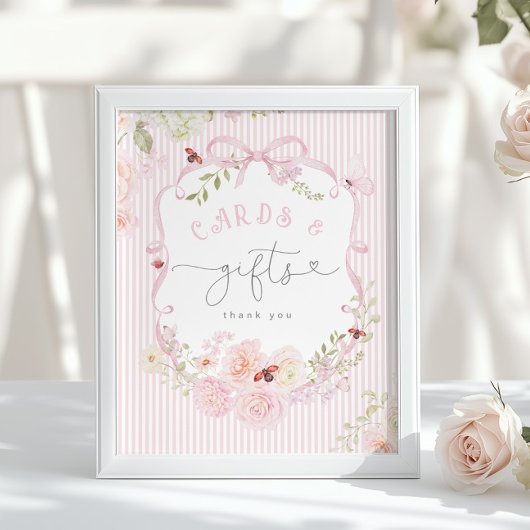 Love Bug Pink Bow Cards and gifts Baby Shower Poster