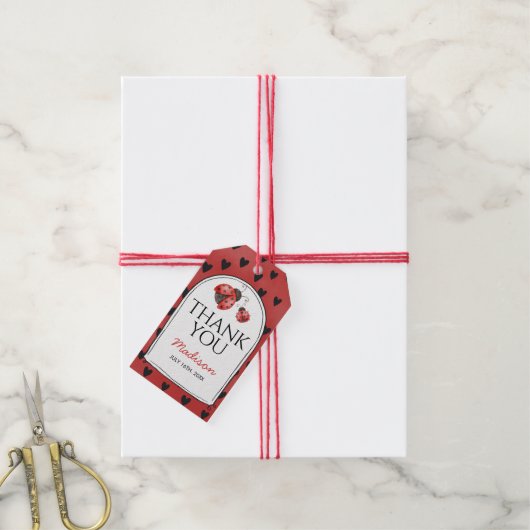 Love bug Thank You Geschenkanhänger (Mit Garn)