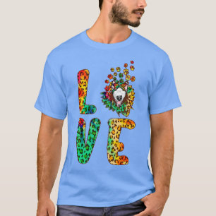 Love Bull Terrier Dog Funny Sunflower Tie Dye Leop T-Shirt