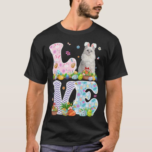 Love Bunny Ragdoll Cat & Easter Egg Basket Easter T-Shirt (Vorderseite)