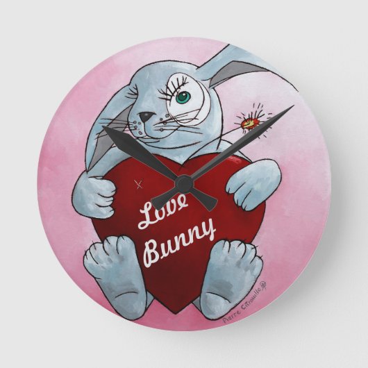 Love Bunny Wall Clock Runde Wanduhr (Vorderseite)