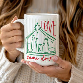 Love Came Down Hand Drawn Manger CHRISTmas Photo Kaffeetasse