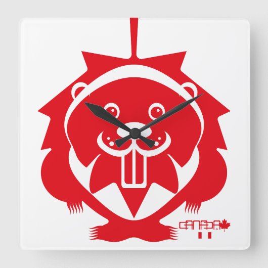 LOVE Castor/ Maple Bandera Canada by Masanser Quadratische Wanduhr (Vorderseite)