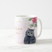 Love Cat Illustration Gold Glitzer Girl Gift Kaffeetasse (VorderseiteRechts)