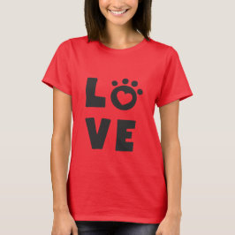 Love Cat Paw Heart Cute Kitty Design for Cat Moms  T-Shirt