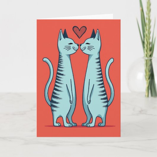 Love Cats Kissing Heart Card Karte (Vorderseite)