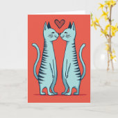 Love Cats Kissing Heart Card Karte (Gelbe Blume)