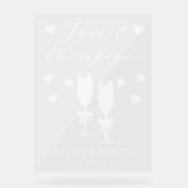 Love & Champagne Personalized Wedding Acrylschild (Vorderseite)