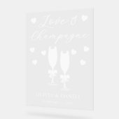 Love & Champagne Personalized Wedding Acrylschild (Winkel)