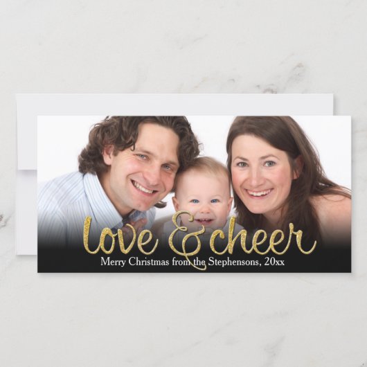 Love Cheer Glitter Shiny Effect Christmas Feiertagskarte (Vorderseite)