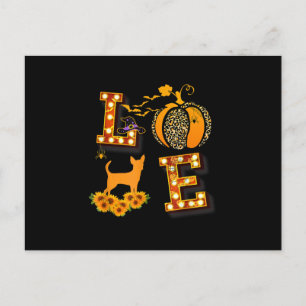 Love Chihuahua Leopard Print Pumpkin Halloween Postkarte