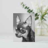 Love Chihuahua Puppy Dog Black And White Post Card Postkarte (Stehend Vorderseite)