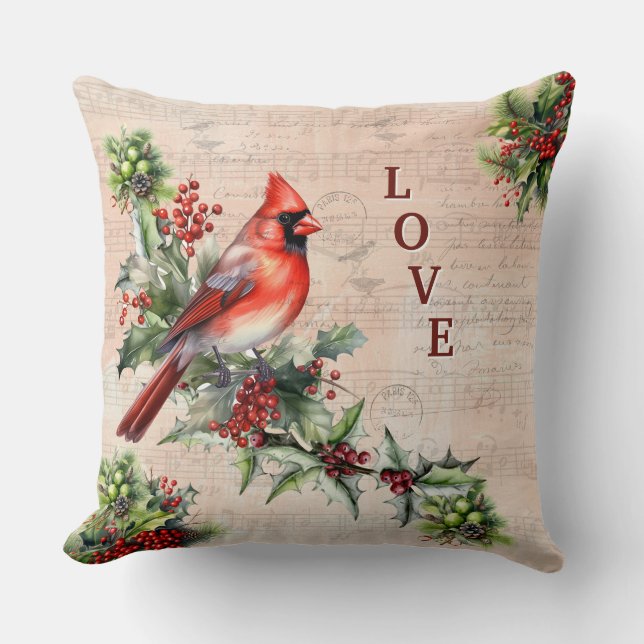 Love Christmas Paris Postmark Throw Pillow Kissen (Vorderseite)