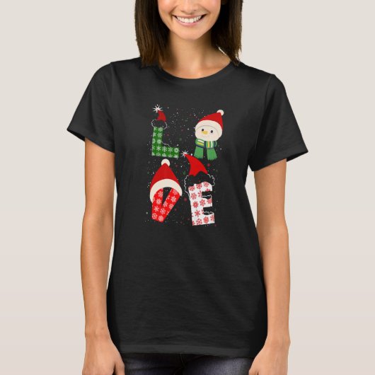 Love Christmas Santa Hat Xmas PJ Costume T-Shirt (Vorderseite)