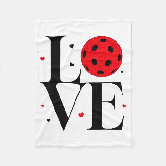 Love Ckleball Valentines Day Cute Red Heart  Fleecedecke (Vorderseite)