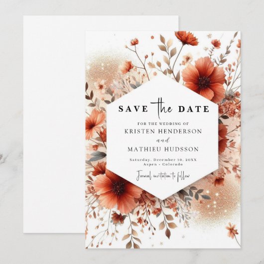 Love Classic Terracotta Wedding Save The Date (Vorne/Hinten)