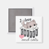 Love Coffee and Cats Cute Magnet (Vorderseite/Rückseite)