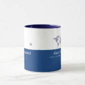 Love Coffee and Travels I plane & world map Tasse (Zentrum)