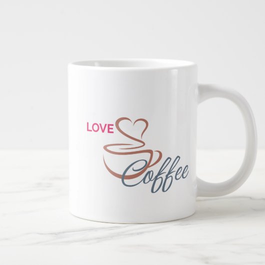 Love Coffee Heart Design Classic Mug               Jumbo-Tasse (Rechts)