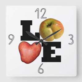 LOVE Collection Potato Kitchen Wall Clock Quadratische Wanduhr