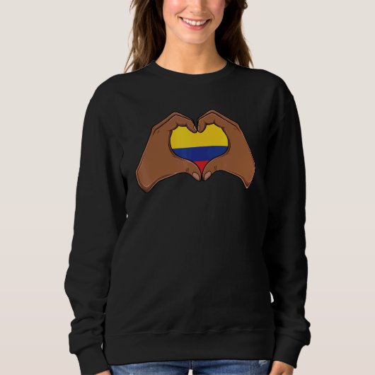 Love Colombia Flag Heart Colombian Roots Heritage Sweatshirt (Vorderseite)