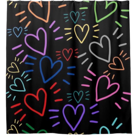 Love Colored Hearts Duschvorhang (Vorderseite)