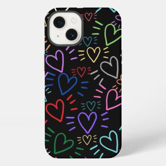 Love Colored Hearts iPhone Hülle (Rückseite)