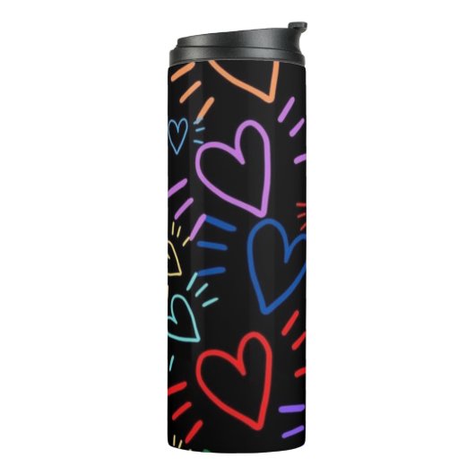 Love Colored Hearts Thermosbecher (Nach links gedreht)