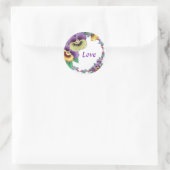 Love Colorful Vintage Floral Pansy Rundsticker Runder Aufkleber (Tasche)
