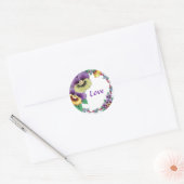 Love Colorful Vintage Floral Pansy Rundsticker Runder Aufkleber (Umschlag)