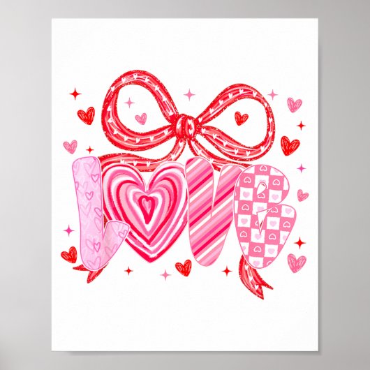 Love Coquette Bow Leopard Hearts Valentine Women G Poster (Vorne)
