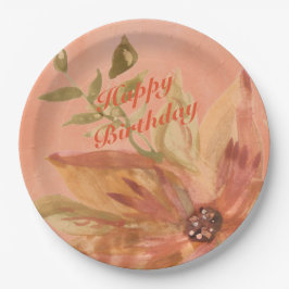 Love Coral Peach Wassercolor Pappteller