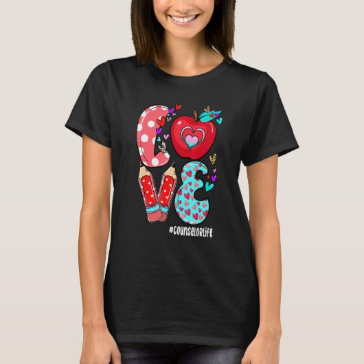 LOVE Counselor Life Leopard Heart Valentine's Day T-Shirt (Vorderseite)