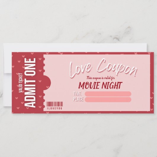 Love Coupon Valentine's Day Card Einladung (Vorderseite)