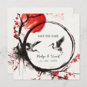 Love Cranes and Cherry Blossom Save the Date (Vorne/Hinten)