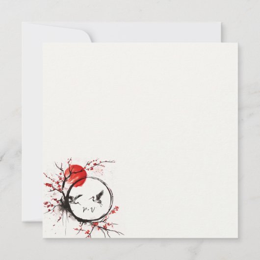 Love Cranes and Cherry Blossom Save the Date (Rückseite)