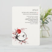 Love Cranes and Cherry Blossom Wedding Invitation Einladung (Stehend Vorderseite)